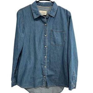 NWOT Girl Krazy by Krazy Kat Women' Denim Button Up Shirt Cotton Blue S